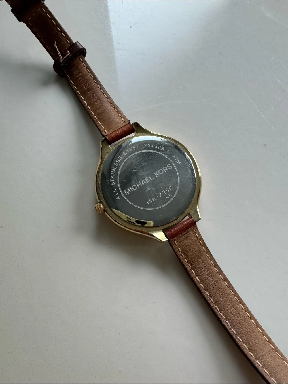 Michael Kors Gold Tone Dial with Brown Leather Strap Watch